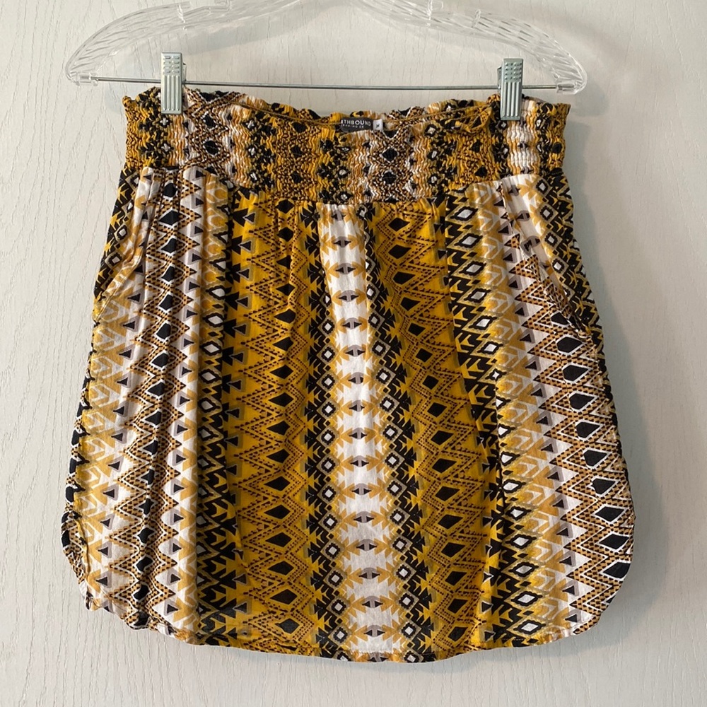 Earthbound yellow geometric skirt